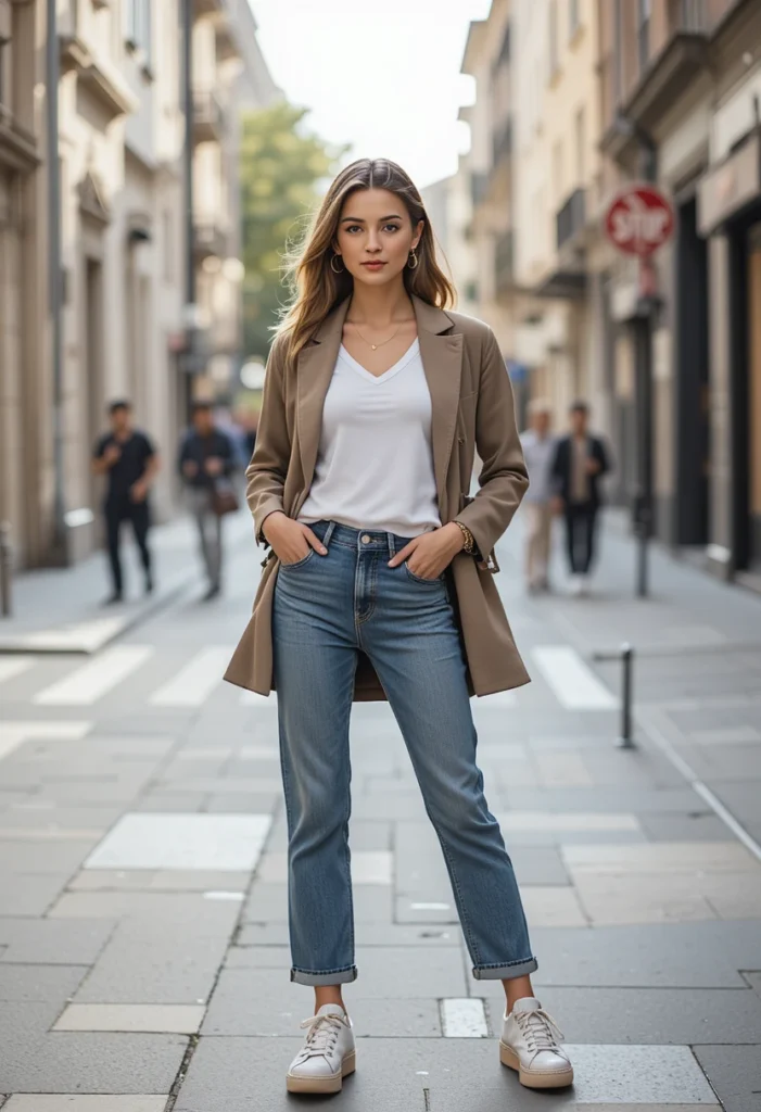 11. Blazer + T-Shirt + Jeans