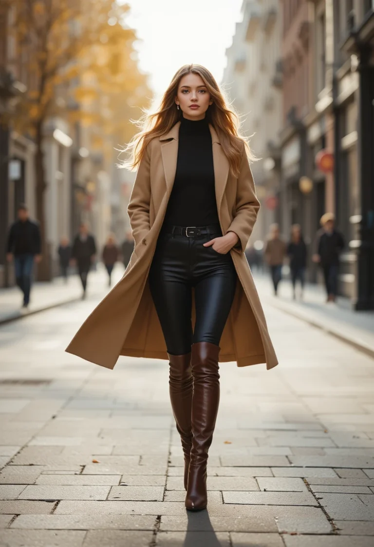 "15+ knee-high boots outfit ideas featuring effortless styling with jeans, skirts, dresses, leggings, and office-ready looks"