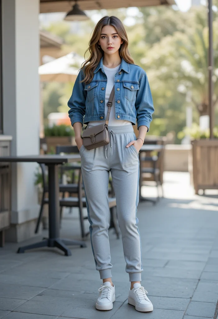 9. Denim Jacket + Joggers