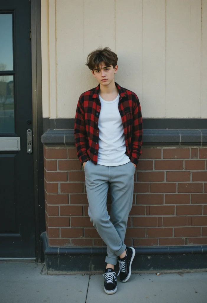 Flannel Shirt + Tank Top + Joggers