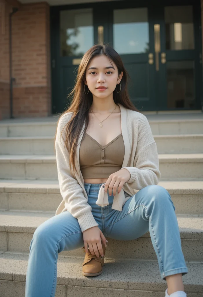 Cropped Cardigan + High-Waisted Jeans