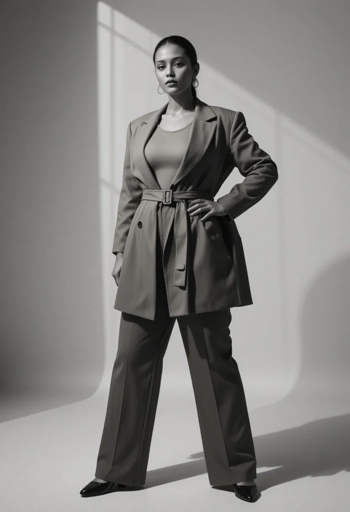 High-Waisted Wide-Leg Trousers + Tucked Top
