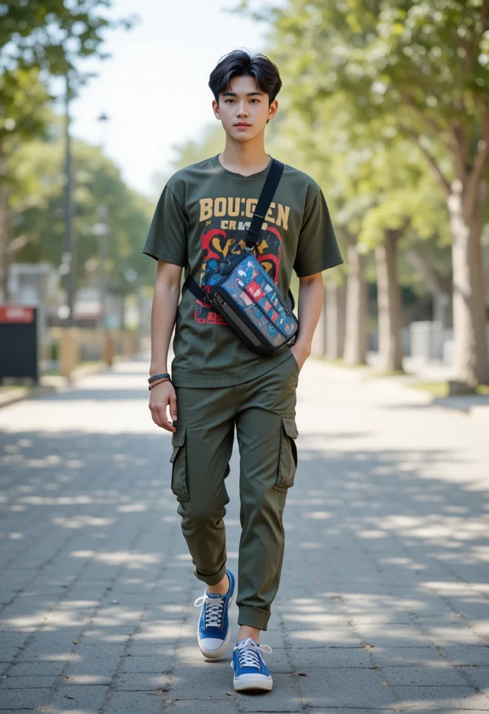 Graphic Tee + Cargo Pants