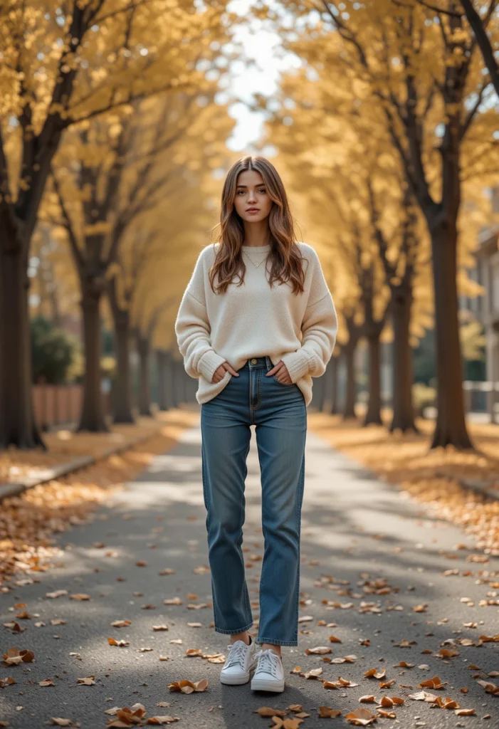 6. Oversized Sweater + Straight-Leg Jeans