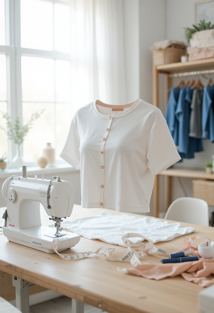 "17 thrift flip DIY ideas showing old clothes transformed into trendy budget outfits like crop tops, off-shoulder sweaters, denim jackets, and tote bags."