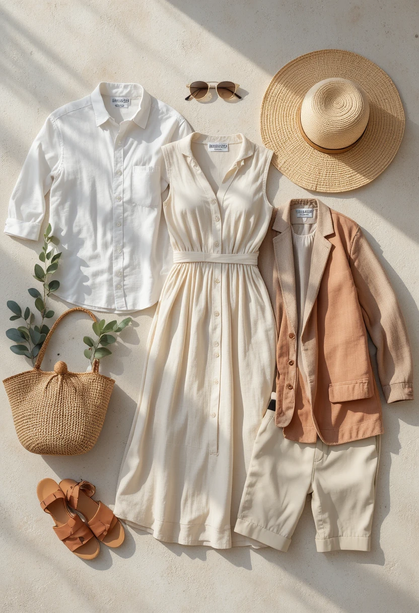"Curated summer capsule wardrobe essentials for women, featuring versatile clothing and accessories that work all season."