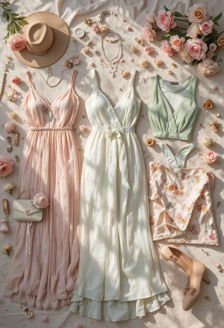 "Stylish bridal shower outfit ideas for guests featuring garden, beach, winter, and spring themed looks for every venue and season"