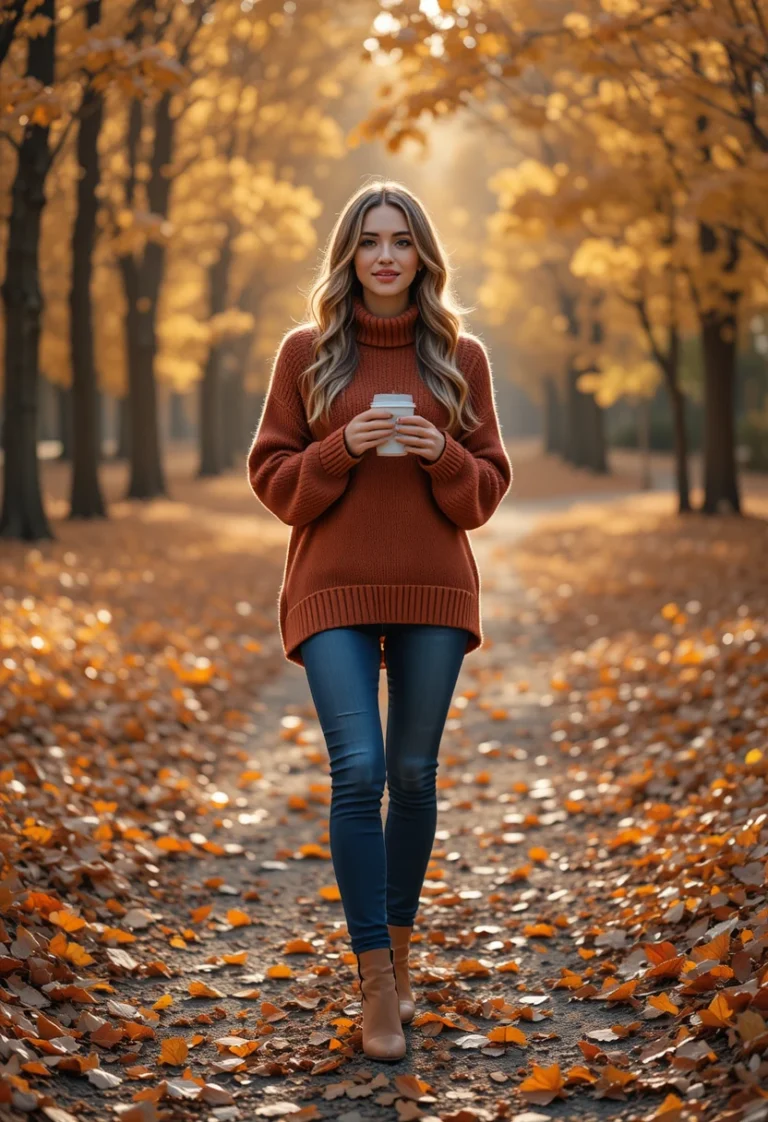 "13+ sweater outfit ideas for fall women will wear on repeat, featuring cozy casual looks and polished office-ready styles in warm autumn colors"