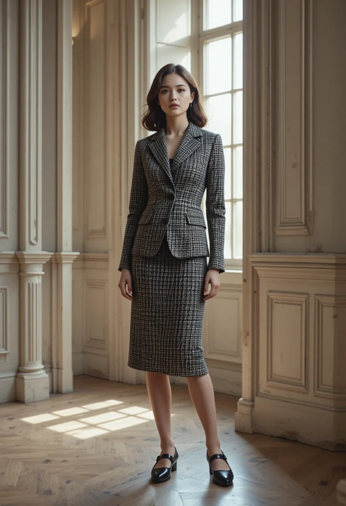 Pleated Midi Skirt and Fitted Turtleneck