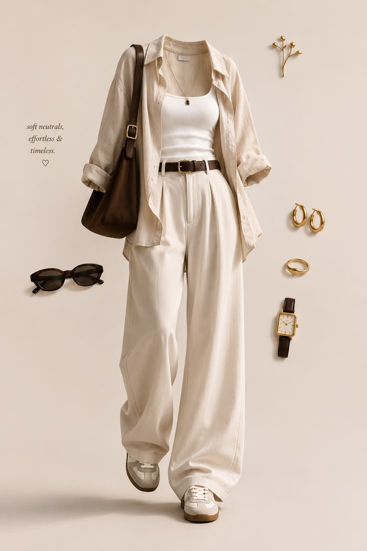 Aesthetic and trendy outfit styling flat lay