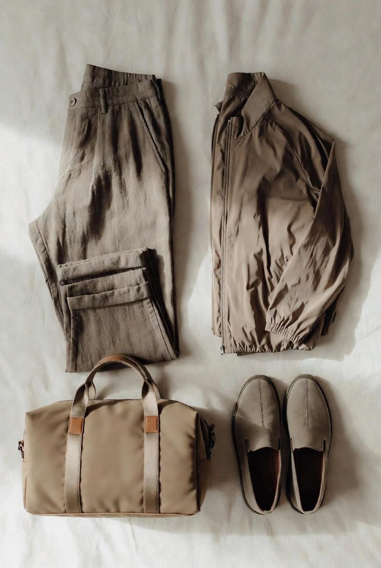 Capsule wardrobe minimalist fashion flat lay