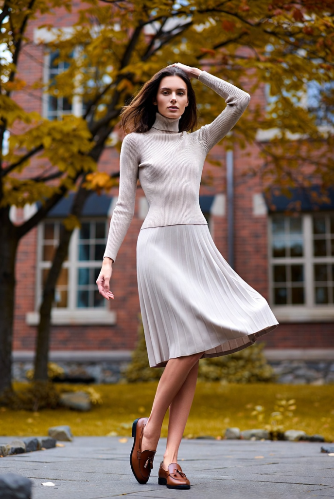 6. Wrap Dress and Suede Loafers