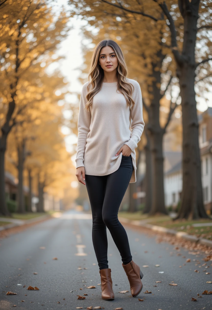 8. Tunic Sweater + Ankle Boots