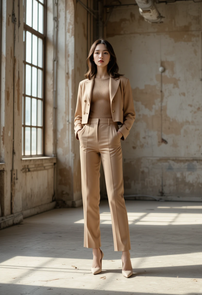 3. The Cropped Jacket + Long Trouser Combo