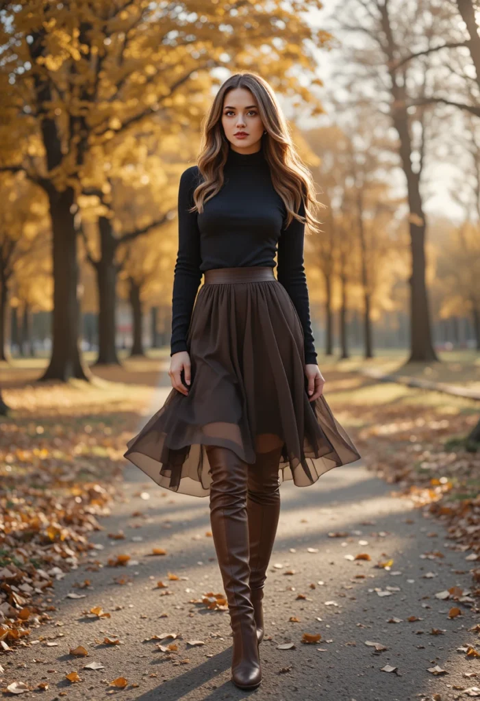 Knee-High Boots with Skirts