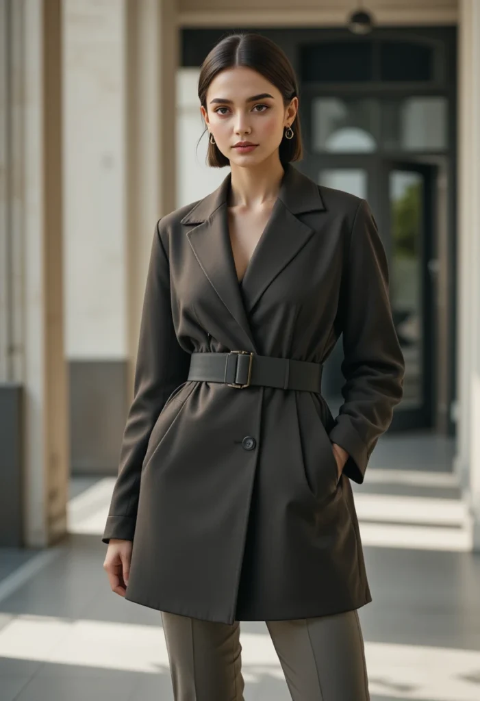 3. Belted Oversized Blazer or Coat
Outfit Ideas Women